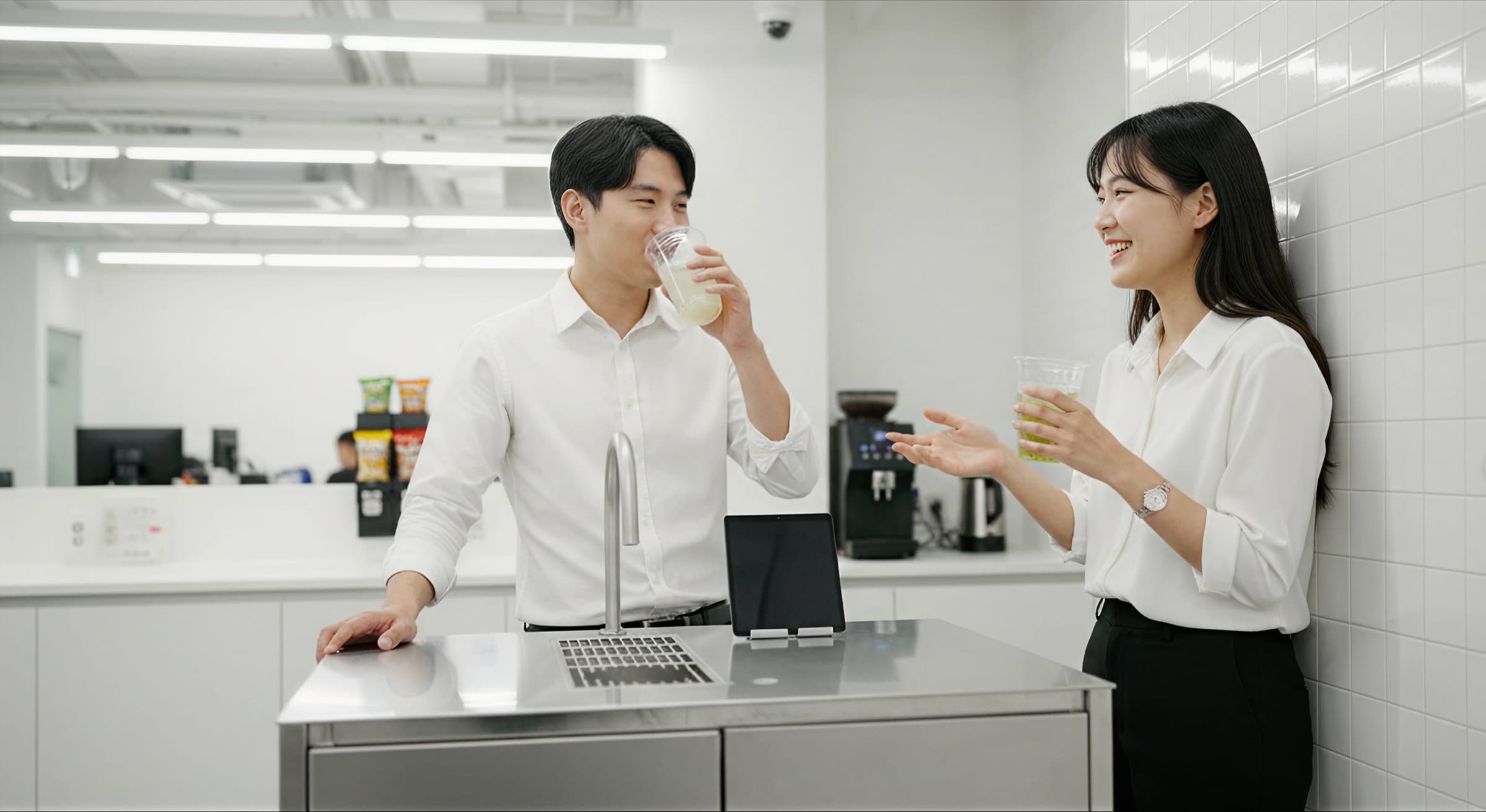오피스에 어울리는 브링크 음료 장면